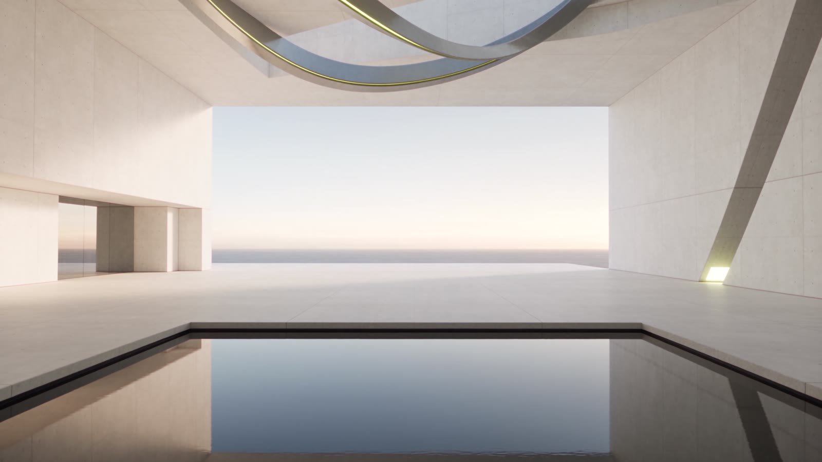 A serene light-filled atrium at the end of the journey